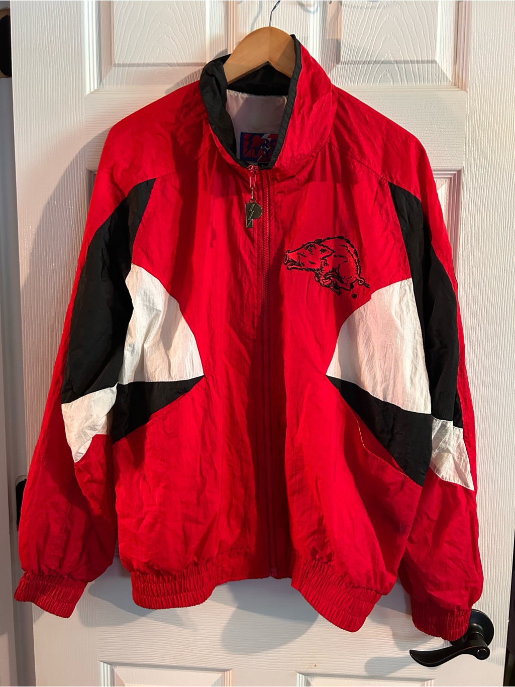 Arkansas Razorbacks Vintage Pro Player 1990âs Rare Zipup Windbreaker Logo Jacket